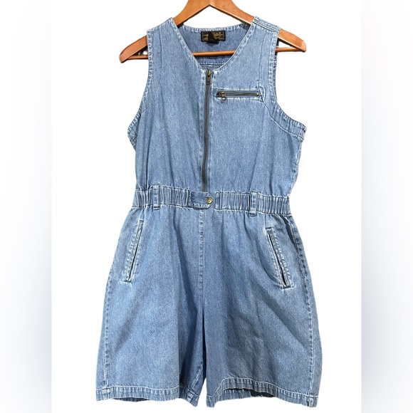 Eddie Bauer Pants - Vintage Eddie Bauer Denim Sleeveless Zip-Up Romper Size S